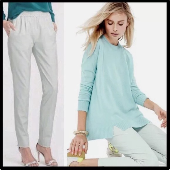 J Crew Seafoam Harlow Drapey Pants Mint Green Drawstring 6 - Picture 1 of 10